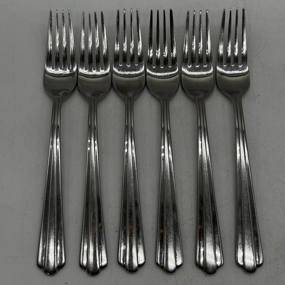 Hampton Silversmiths CENTRAL Salad Forks Lot Set of 6 Stainless Flatware